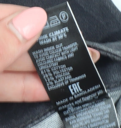 Marks and Spencer Grey Studded Straight Jeans, Size 8