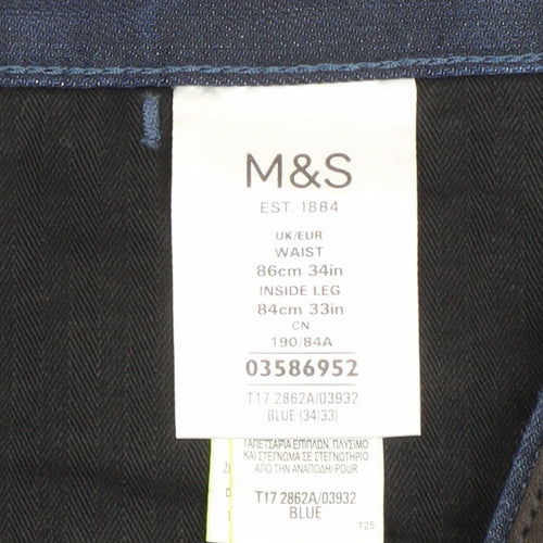 Marks & Spencer Men's Blue Slim Jeans 34W 33L