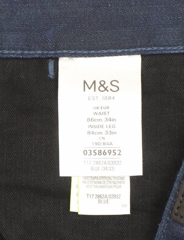 Marks & Spencer Men's Blue Slim Jeans 34W 33L