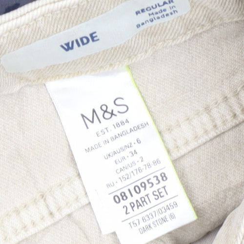Marks and Spencer Beige Wide-Leg Jeans Size 6 Regular