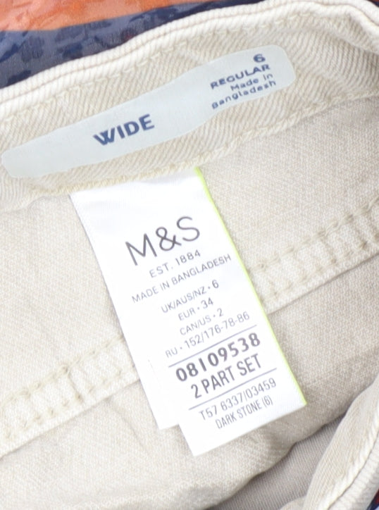 Marks and Spencer Beige Wide-Leg Jeans Size 6 Regular