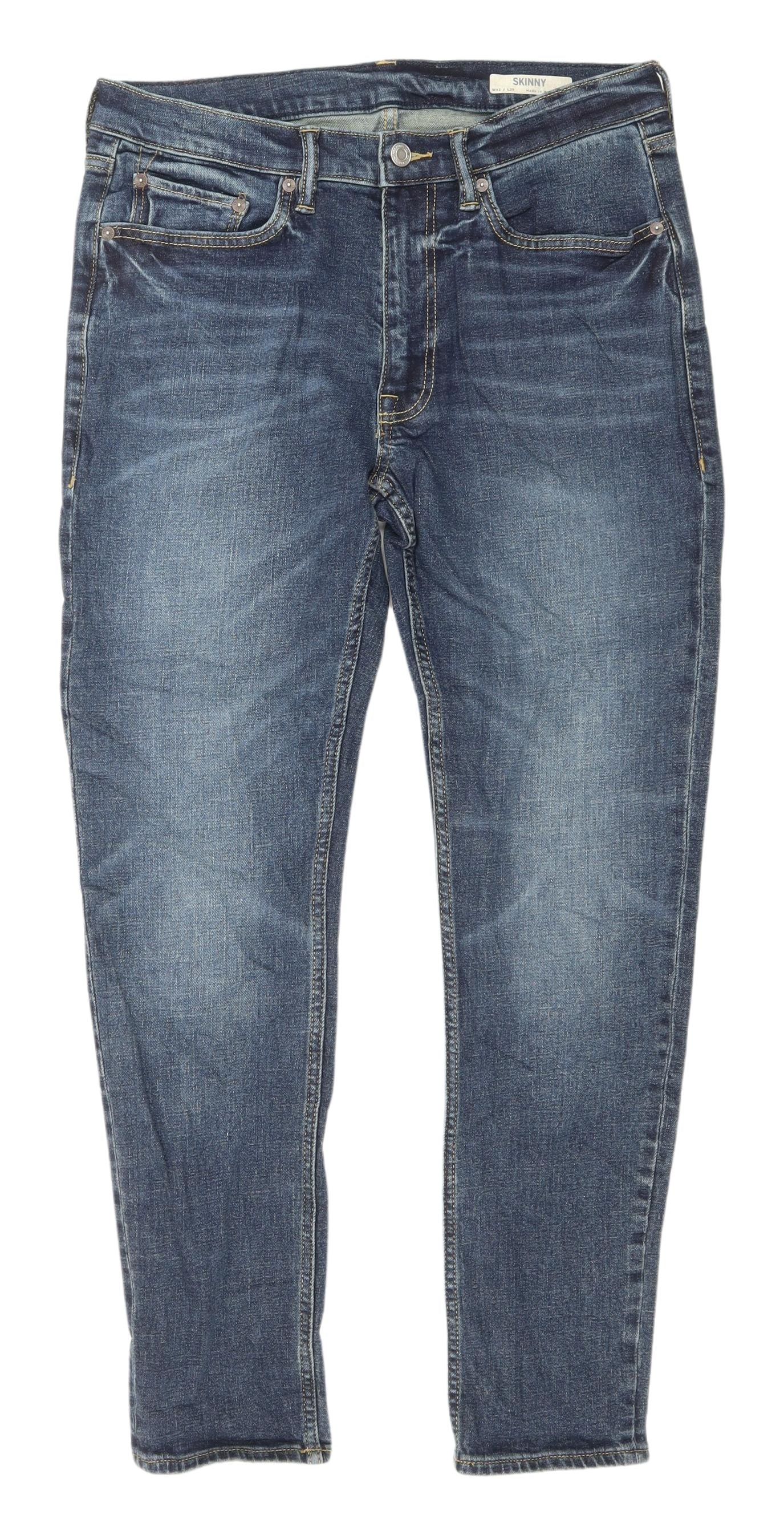 Marks and Spencer Men's Blue Skinny Jeans, Size M