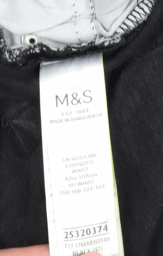 M&S Men's Black Chino Denim Shorts XL Regular Fit