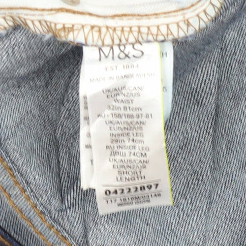 Marks and Spencer Men's Blue Straight Jeans 32W 29L