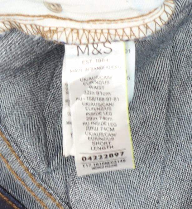 Marks and Spencer Men's Blue Straight Jeans 32W 29L