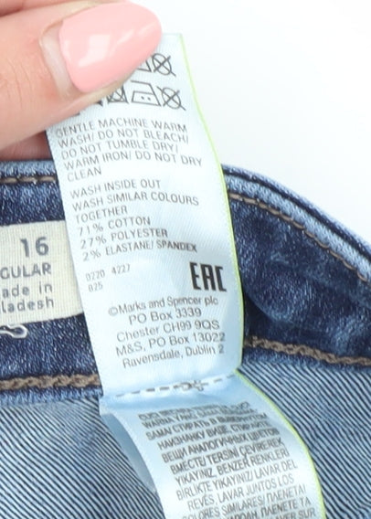Marks and Spencer Women's Blue Straight Jeans Size 16