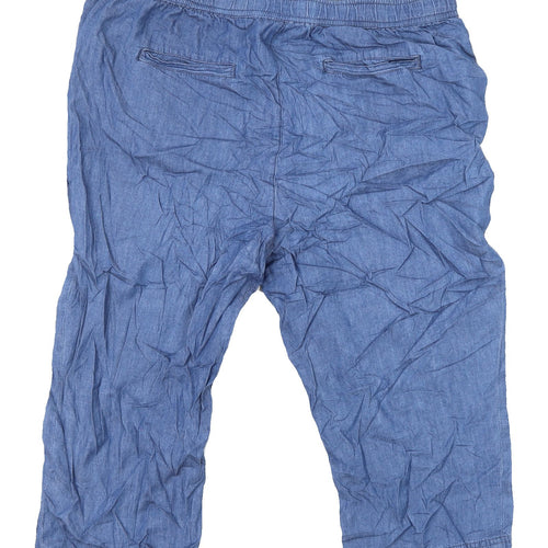Marks and Spencer Blue Cotton Cropped Trousers Size 14