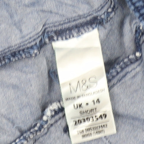 Marks and Spencer Blue Cotton Cropped Trousers Size 14