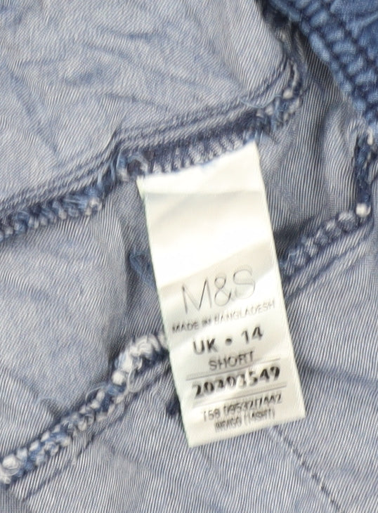 Marks and Spencer Blue Cotton Cropped Trousers Size 14