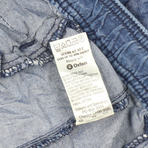 Marks and Spencer Blue Cotton Cropped Trousers Size 14