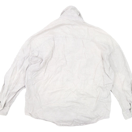 Zara Women's White Striped Cotton Jacket Size 16
