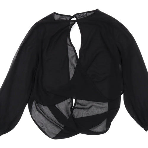 Topshop Black Wrap Blouse for Women - Size 8