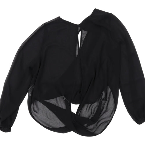Topshop Black Wrap Blouse for Women - Size 8