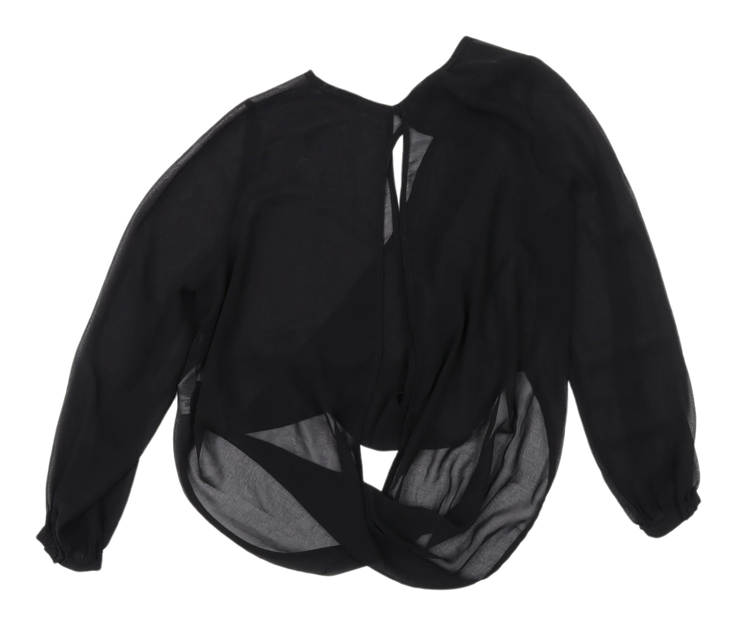 Topshop Black Wrap Blouse for Women - Size 8