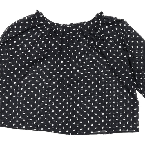 H&M Women's Black Polka Dot 3/4 Sleeve Blouse, Size 8