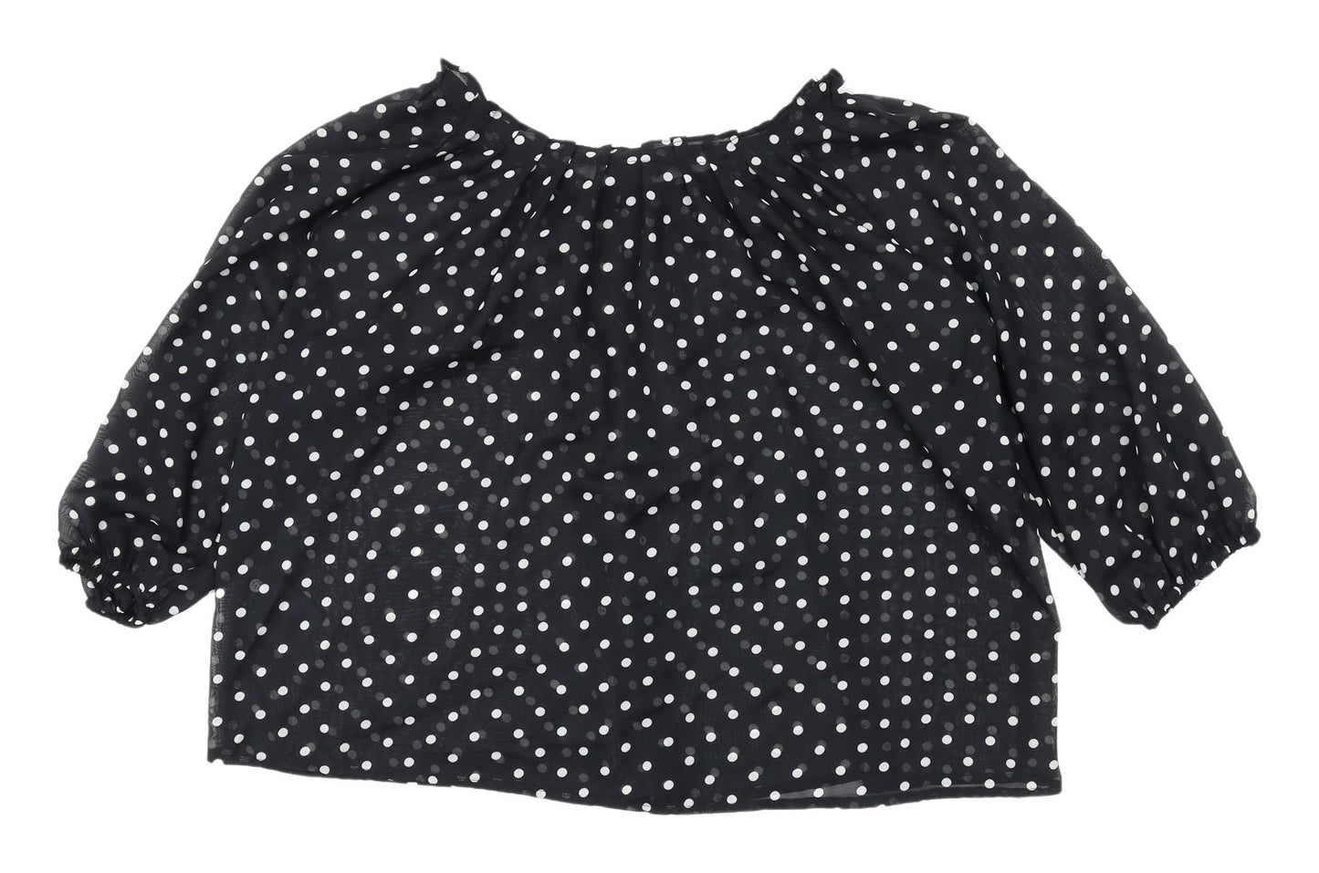 H&M Women's Black Polka Dot 3/4 Sleeve Blouse, Size 8