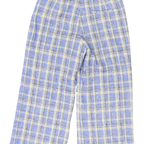 Zara Women's Blue Plaid Trousers Size 12