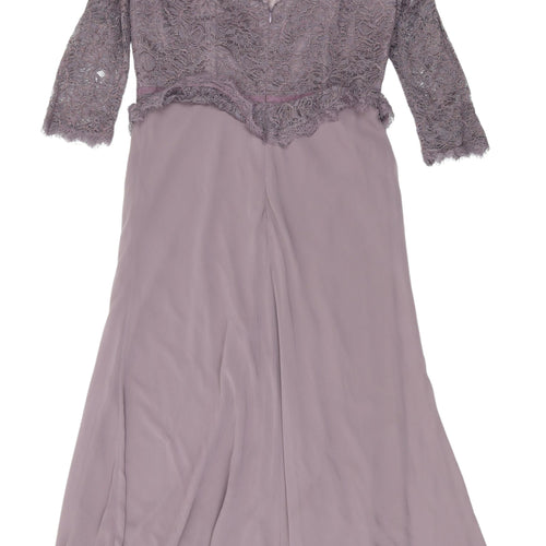 Berkertex Women's Long Purple Lace Formal Dress Size 14