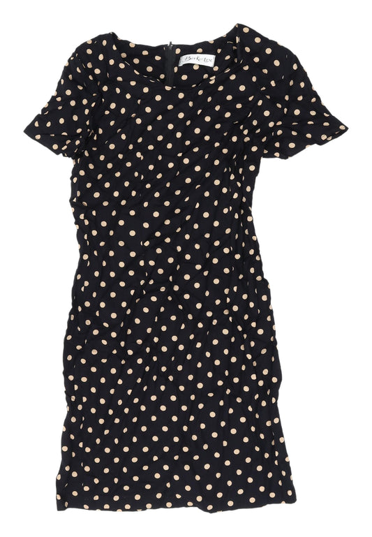 Berkertex Women’s Black Polka Dot Sheath Dress, Size 10