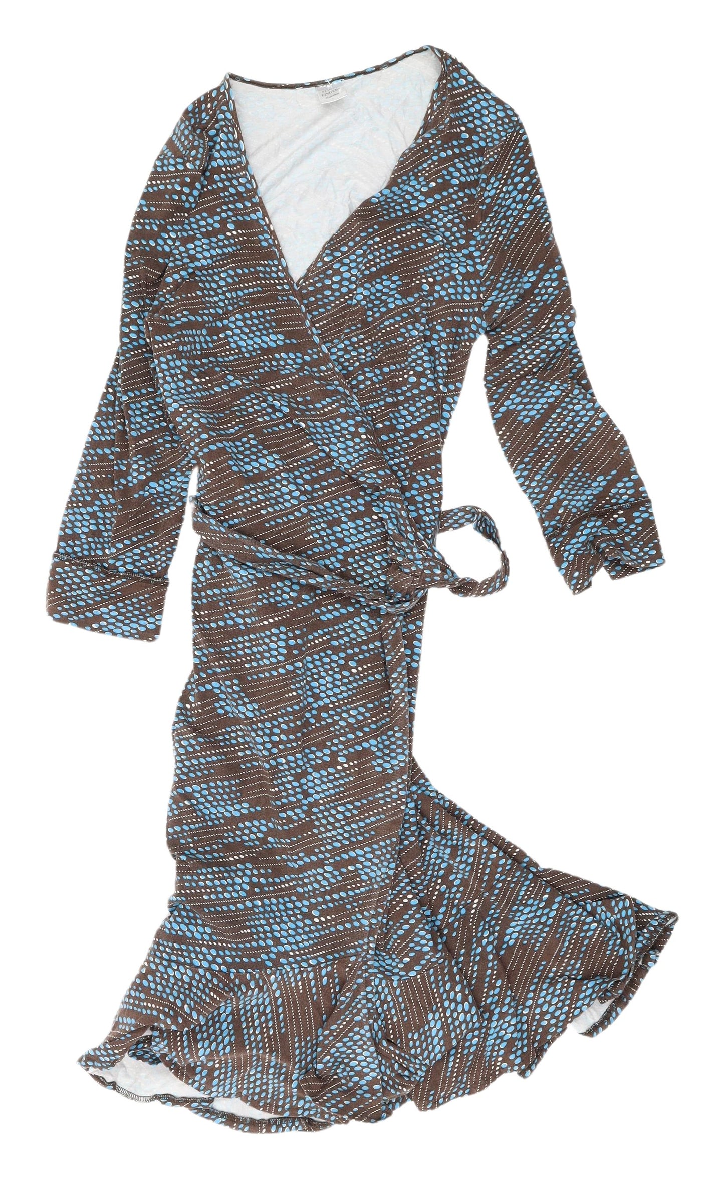 Sticky Fingers Women's Brown Blue Wrap Dress L