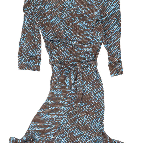 Sticky Fingers Women's Brown Blue Wrap Dress L