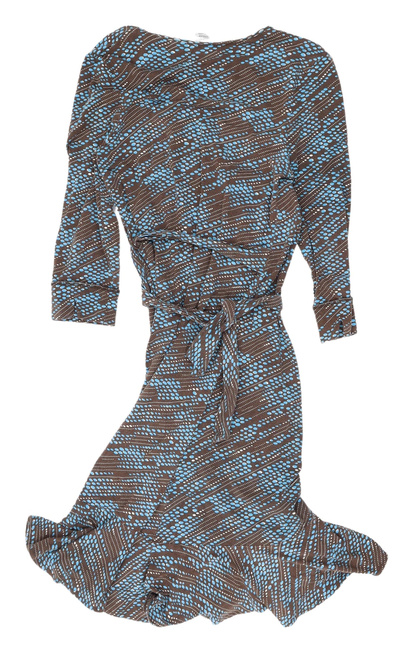 Sticky Fingers Women's Brown Blue Wrap Dress L