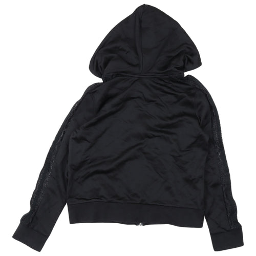 Adidas Women's Black Hooded Cropped Jacket - Size 10