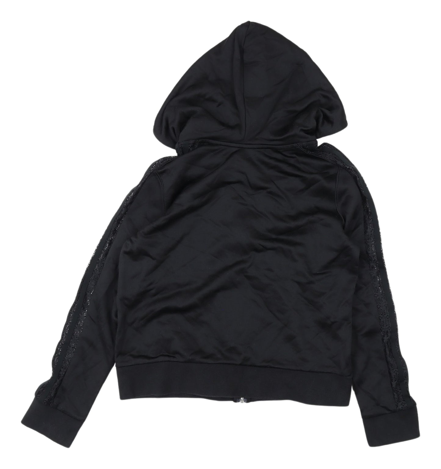 Adidas Women's Black Hooded Cropped Jacket - Size 10