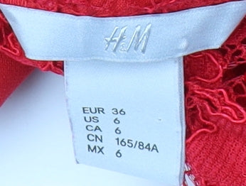 H&M Red Lace A-Line Women's Dress Size 8