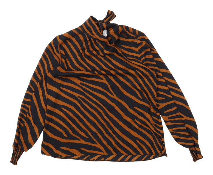 New Look Women's Brown Animal Print Blouse, Size 12