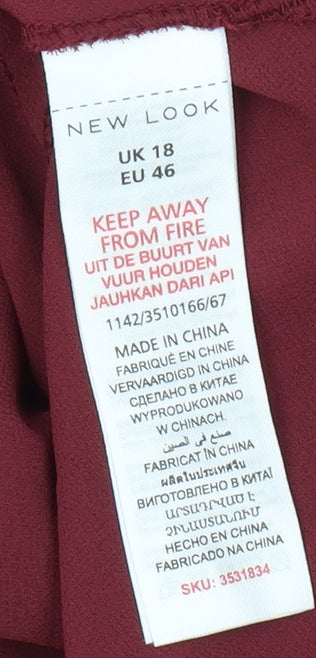 New Look Women's Red Camisole Tank Top Size 18