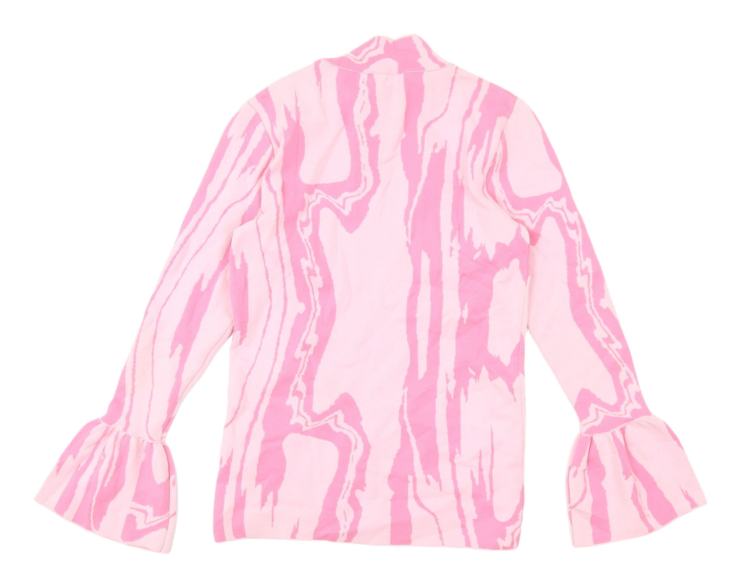 River Island Pink Geometric High Neck Blouse, Size 8