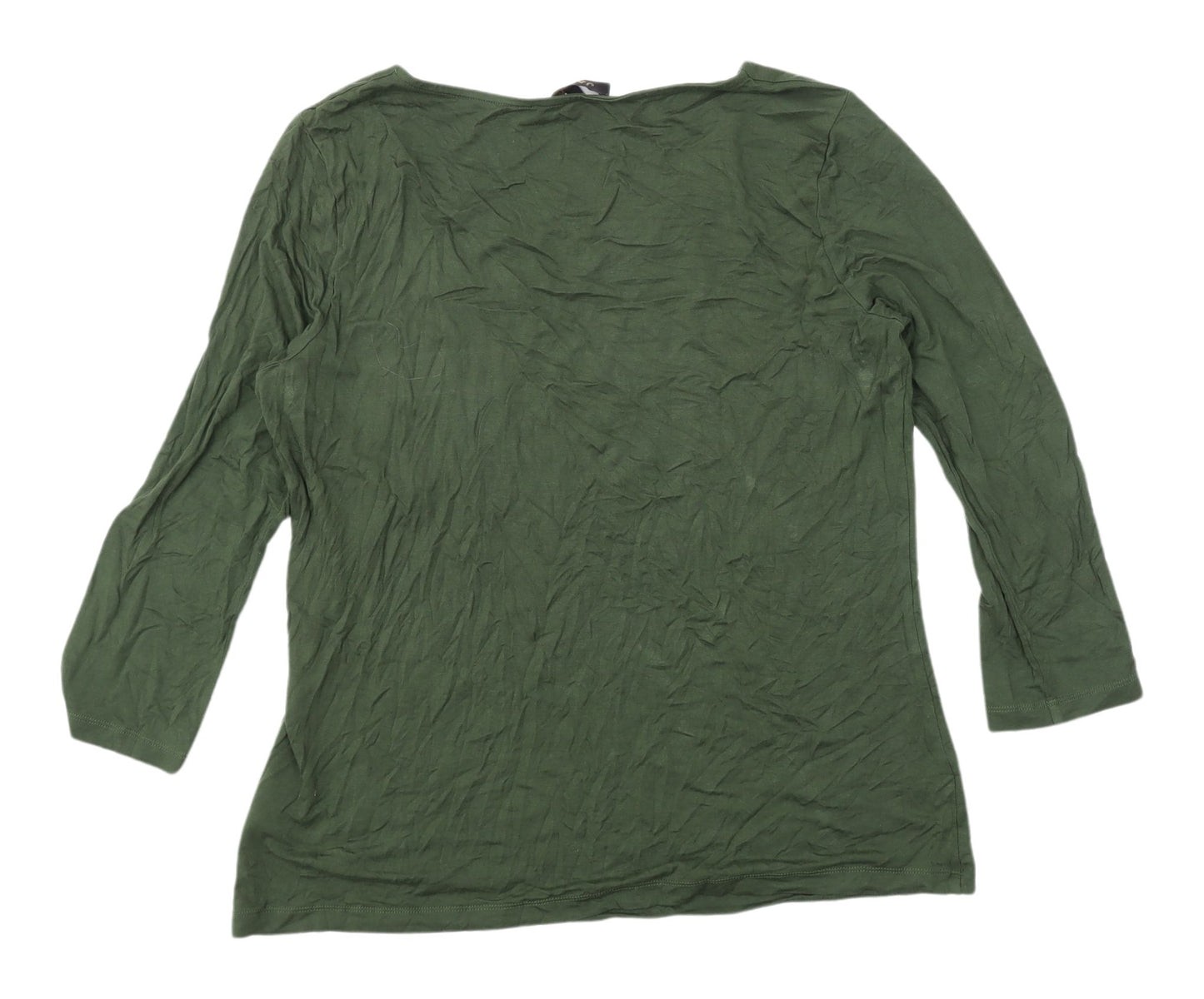 Jaeger Women's Green 3/4 Sleeve T-Shirt - Size L