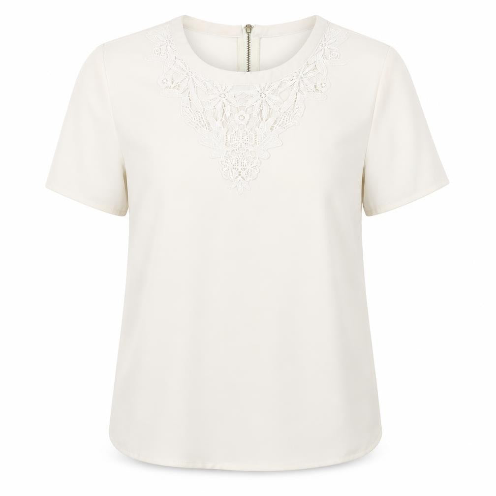 Front view of Oasis Ivory Embroidered Women's Blouse, size 8