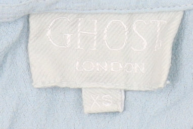 Ghost London Women's Blue XS Scoop Neck 3/4 Sleeve Blouse