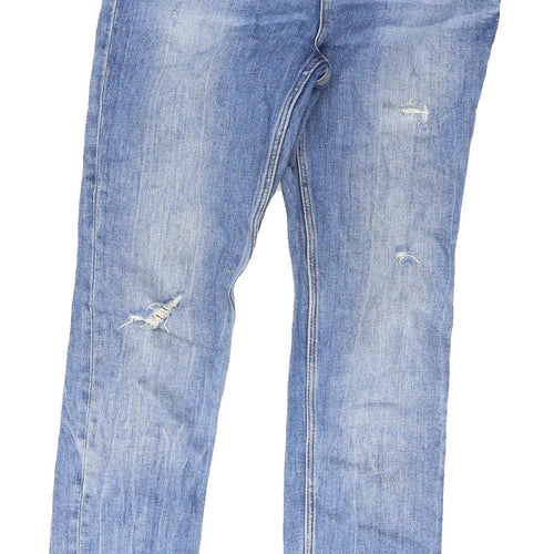 Zara Women's Blue Skinny Jeans Size 8 Distressed