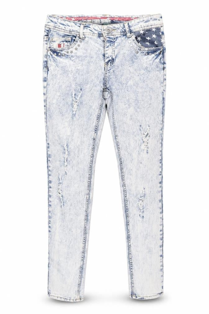 Denim Co. Women's Blue Skinny Jeans Size 12 Distressed USA