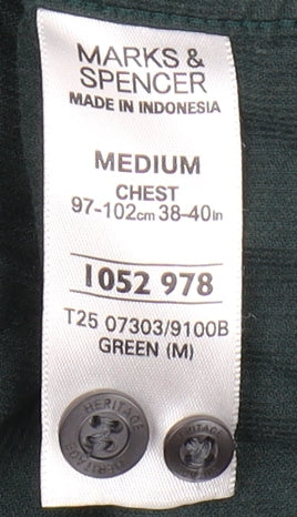 Marks and Spencer Men's Green Corduroy Shirt M