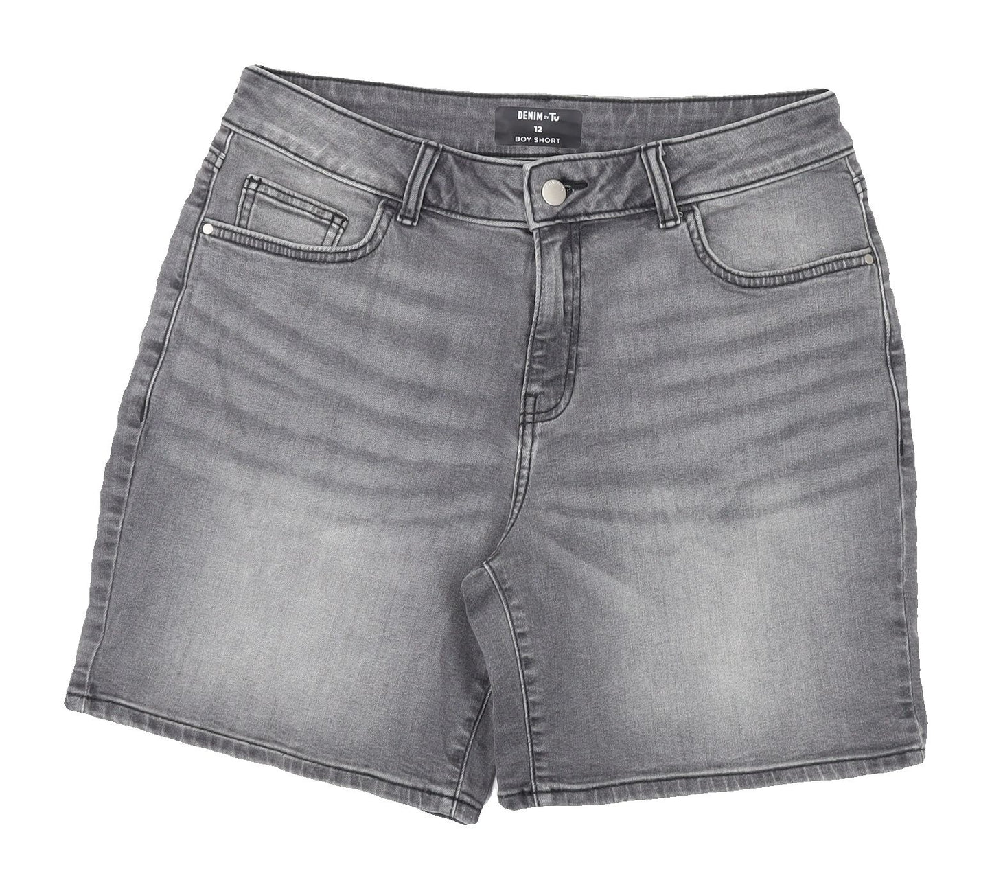 Tu Women's Grey Boyfriend Denim Shorts - Size 12
