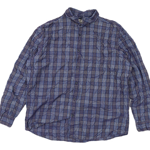 Marks and Spencer Men's Blue Plaid Shirt XL