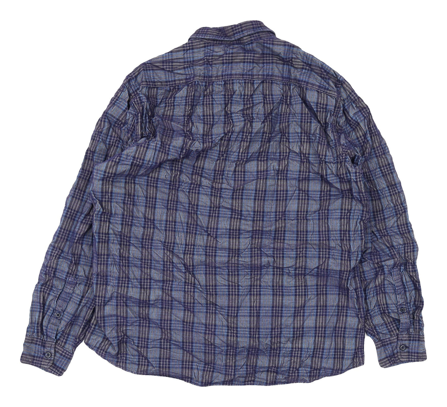 Marks and Spencer Men's Blue Plaid Shirt XL