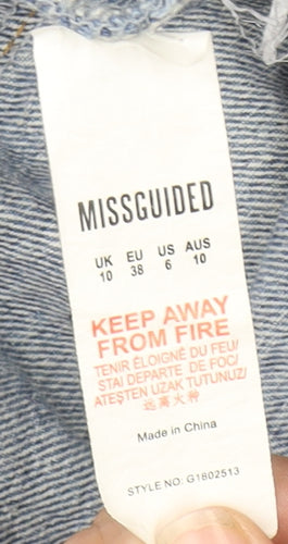 Missguided Women's Blue Denim Cropped Jacket Size 10