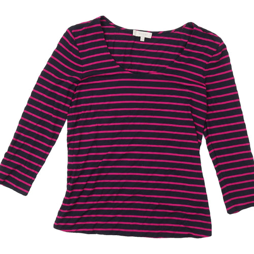 Hobbs Women's Multicoloured Striped 3/4 Sleeve T-Shirt