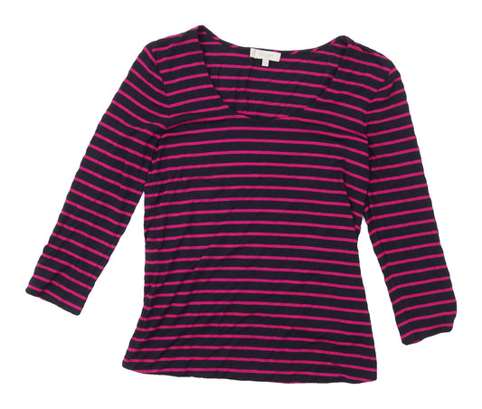 Hobbs Women's Multicoloured Striped 3/4 Sleeve T-Shirt