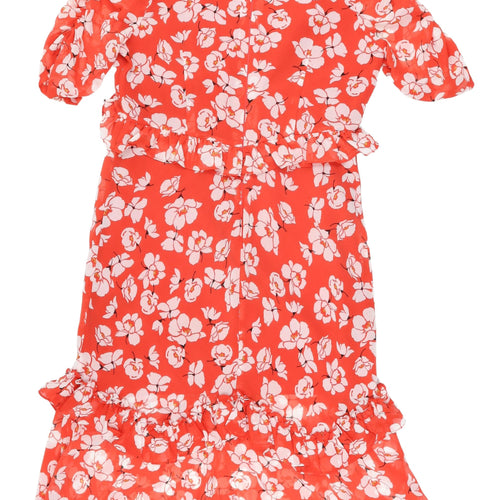 Very Floral Long Dress Women UK 14 Red Polyester