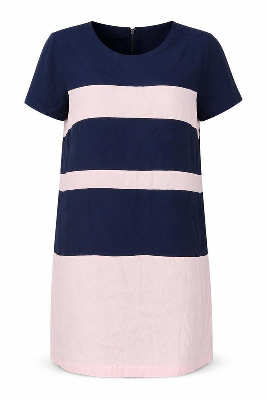 Front view of French Connection Women’s Multicoloured Striped Shift Dress -, size UK 12