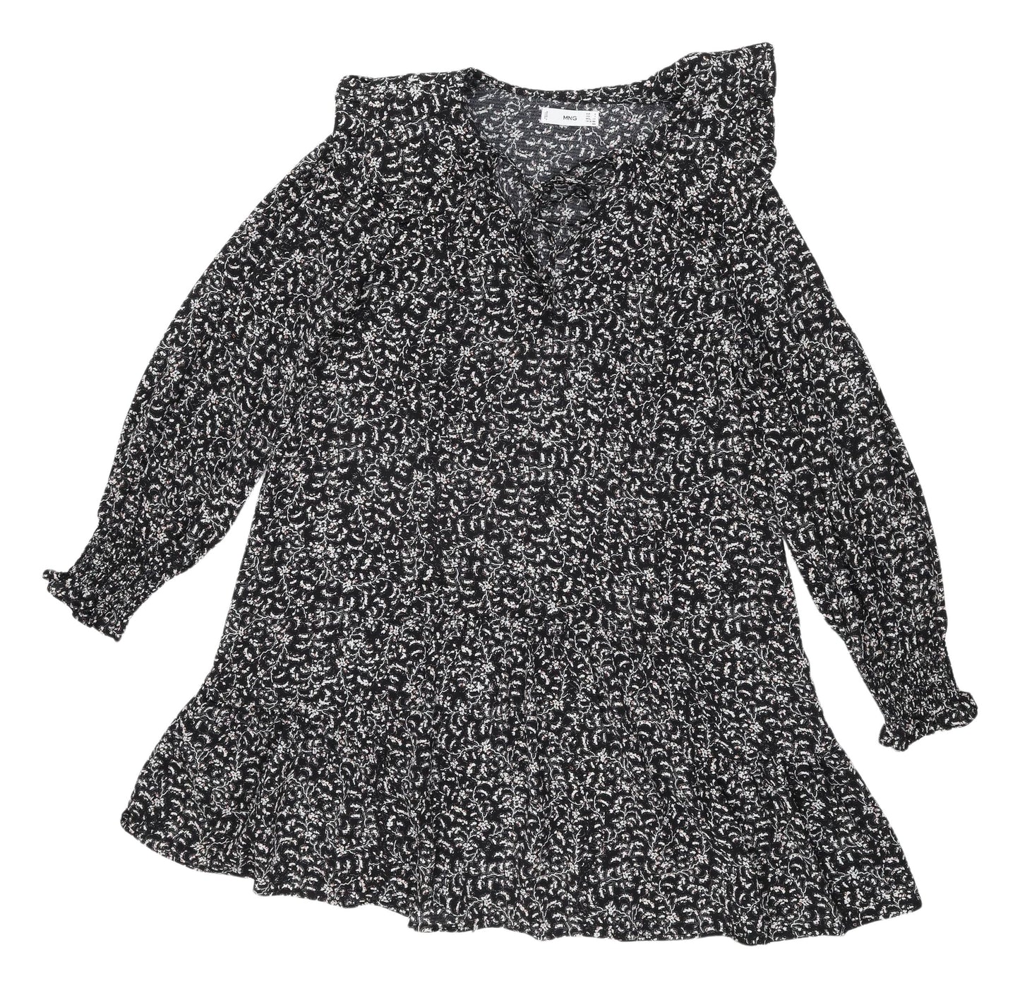 MNG Women's Black A-Line Balloon Sleeve Dress S