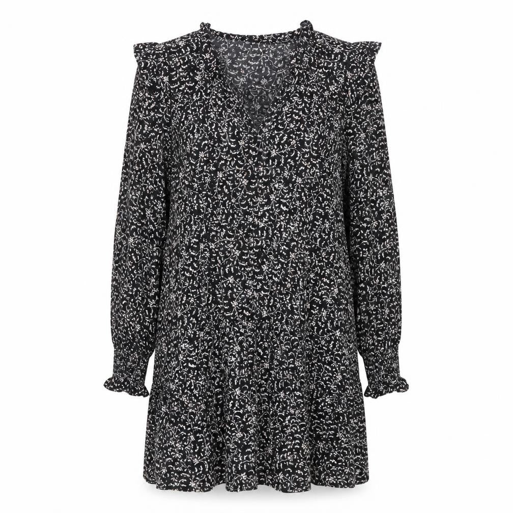 MNG Women's Black A-Line Balloon Sleeve Dress S