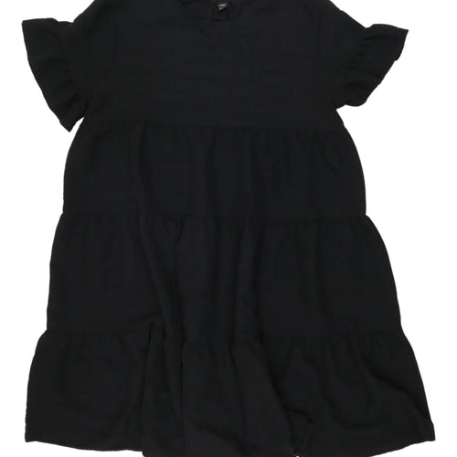Lishly Women's Black XL Swing Dress - Ruffle Accent