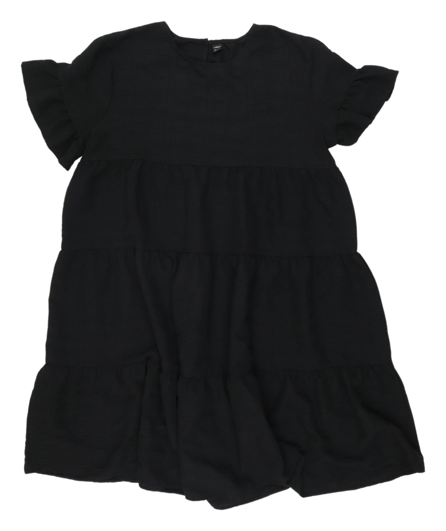 Lishly Women's Black XL Swing Dress - Ruffle Accent
